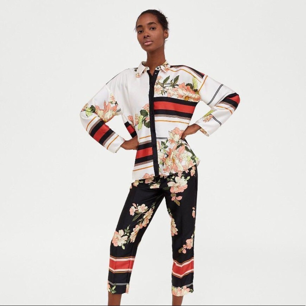 Zara satin floral pant
